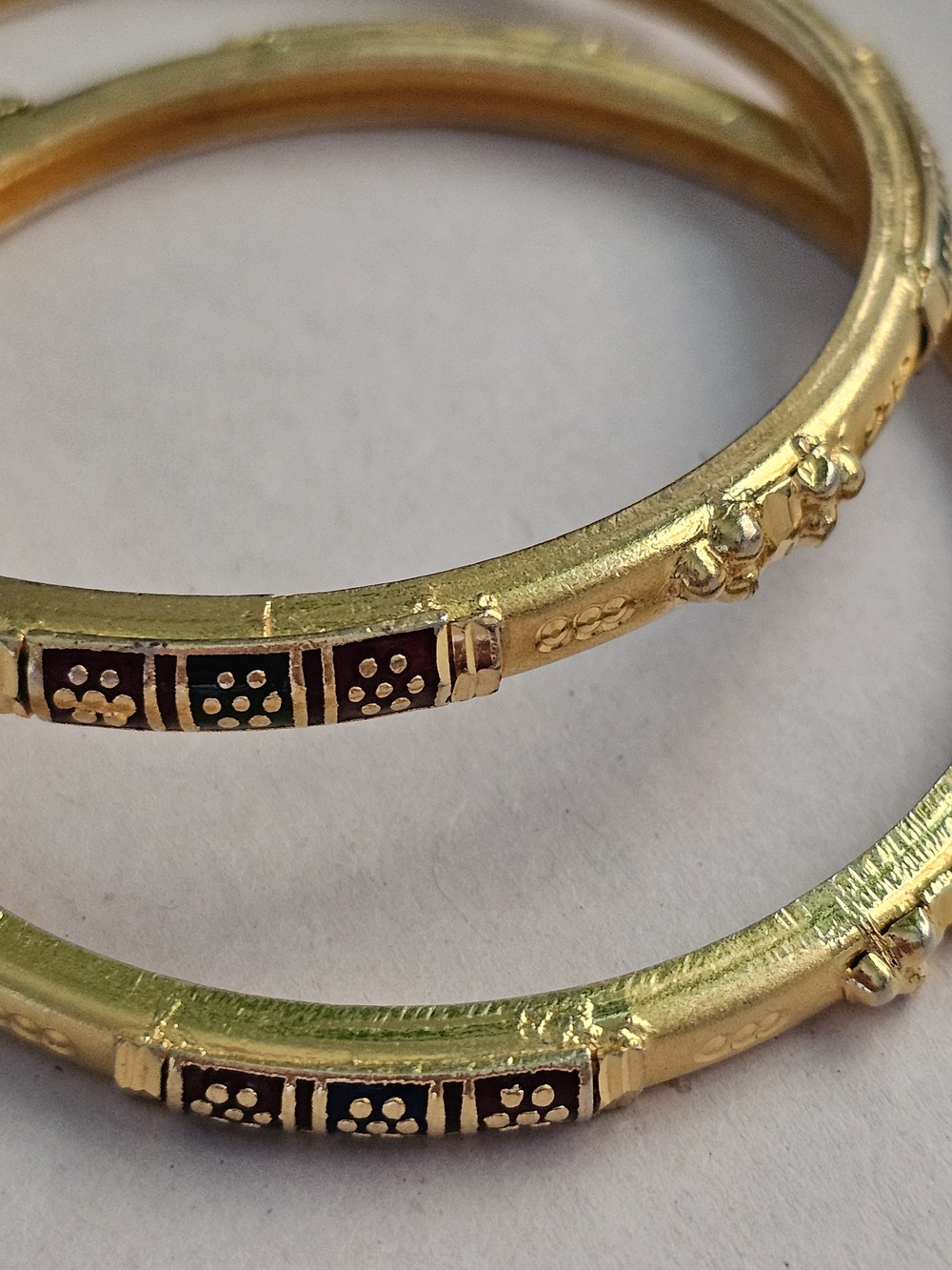 Bollywood Style Gold Plated Bangles - Red & Black Enamel Kada Bracelet Set